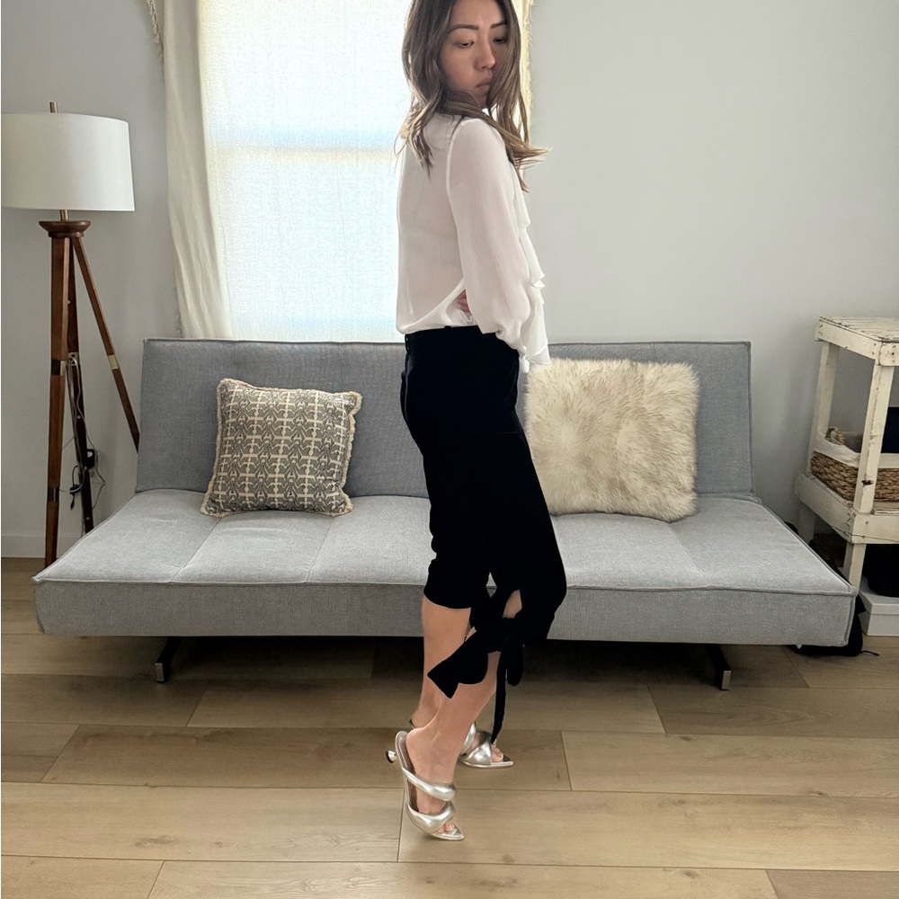 Yves Saint Laurent Black Velvet Bow Culottes